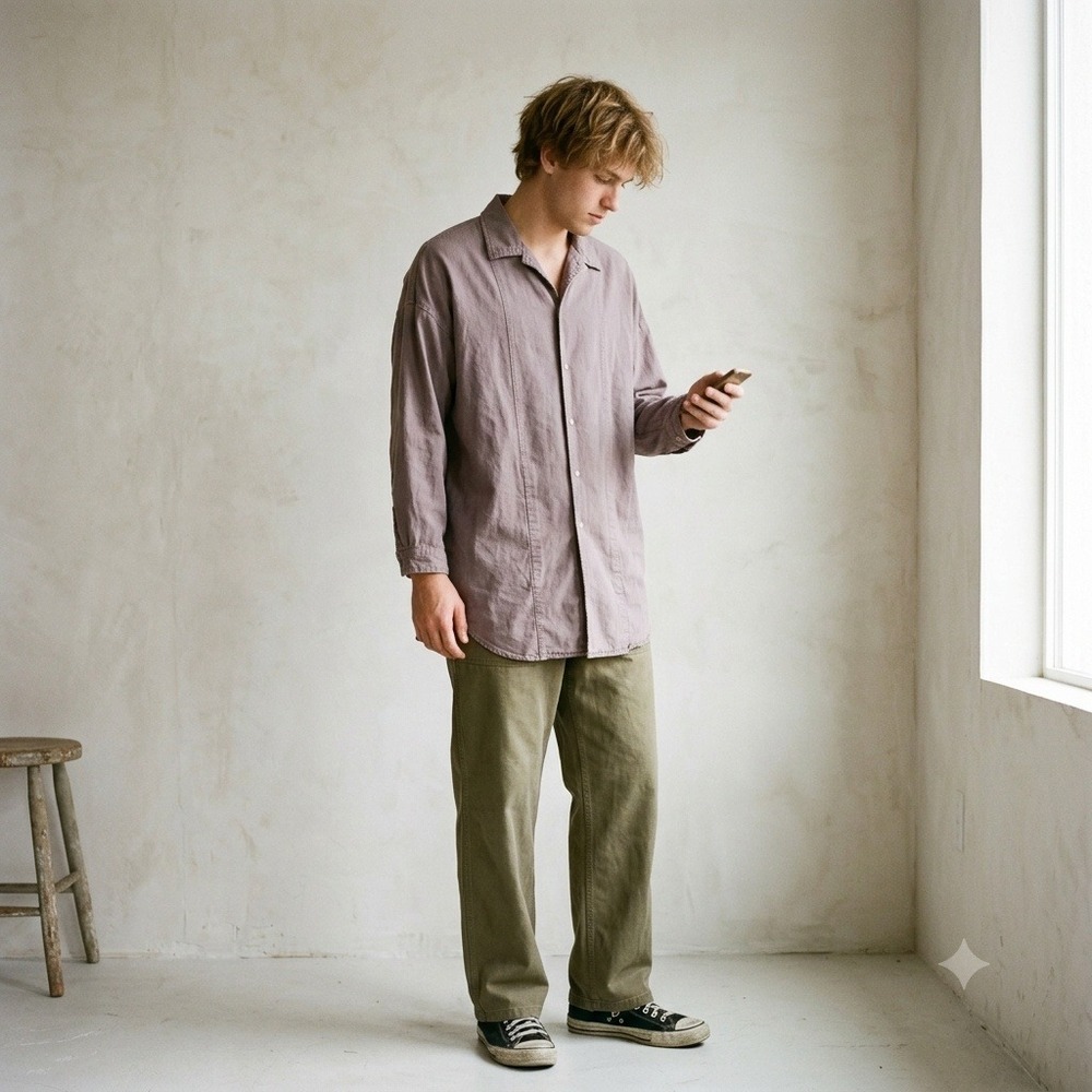 Prospective Flow Mens Shirt Small Purple Hemp Cotton Blend Button Up Gorpcore